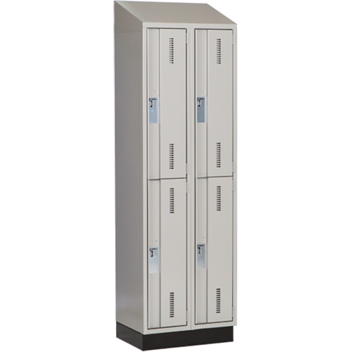 Concorde Heavy-Duty Lockers, 2 -tier, Bank of 2, 24" x 18" x 82", Steel, Grey, Welded (Assembled) Equipex
