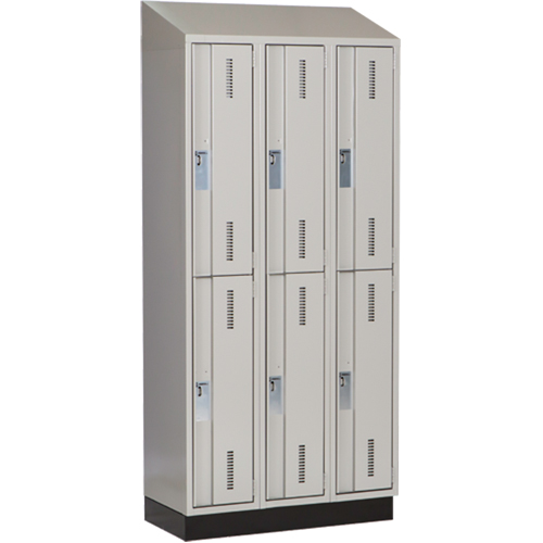 Concorde Heavy-Duty Lockers, 2 -tier, Bank of 3, 36" x 18" x 82", Steel, Grey, Welded (Assembled) Equipex