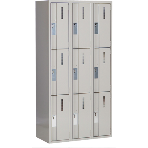 Casiers robustes Concorde, 3 niveaux, Bloc de 3, 36" x 18" x 72", Acier, Gris, Soud&eacute; (assembl&eacute;) Equipex
