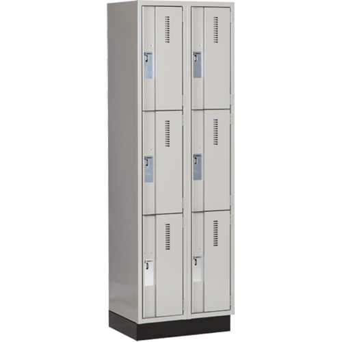Concorde Heavy-Duty Lockers, 3 -tier, Bank of 2, 24" x 18" x 76", Steel, Grey, Welded (Assembled) Equipex