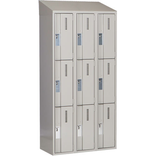 Concorde Heavy-Duty Lockers, 3 -tier, Bank of 3, 36" x 18" x 78", Steel, Grey, Welded (Assembled) Equipex