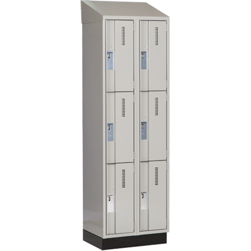 Concorde Heavy-Duty Lockers, 3 -tier, Bank of 2, 24" x 18" x 82", Steel, Grey, Welded (Assembled) Equipex