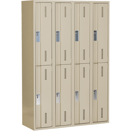 Concorde Heavy-Duty Lockers, 2 -tier, Bank of 4, 48" x 18" x 72", Steel, Beige, Welded (Assembled) Equipex