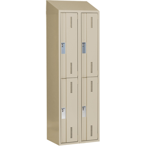 Concorde Heavy-Duty Lockers, 2 -tier, Bank of 2, 24" x 18" x 78", Steel, Beige, Welded (Assembled) Equipex