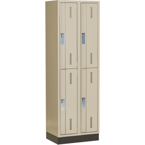Casiers robustes Concorde, 2 niveaux, Bloc de 2, 24" x 18" x 76", Acier, Beige, Soud&eacute; (assembl&eacute;) Equipex