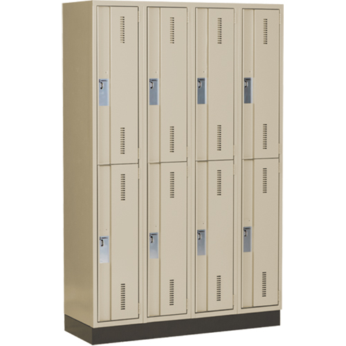 Concorde Heavy-Duty Lockers, 2 -tier, Bank of 4, 48" x 18" x 76", Steel, Beige, Welded (Assembled) Equipex