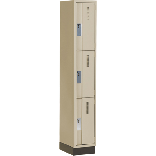 Casiers robustes Concorde, 3 niveaux, 12" x 18" x 76", Acier, Beige, Soud&eacute; (assembl&eacute;) Equipex