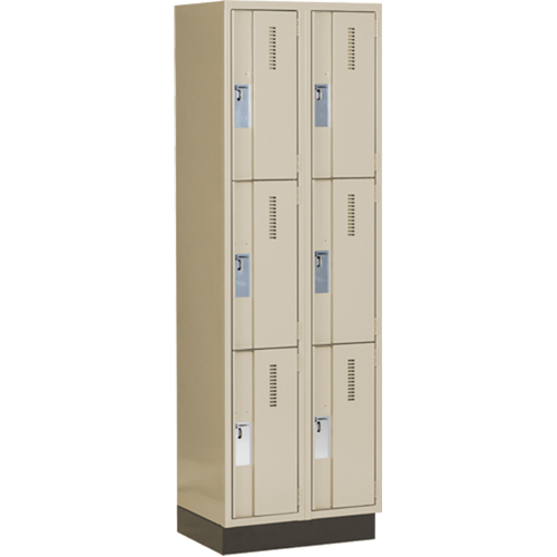 Concorde Heavy-Duty Lockers, 3 -tier, Bank of 2, 24" x 18" x 76", Steel, Beige, Welded (Assembled) Equipex
