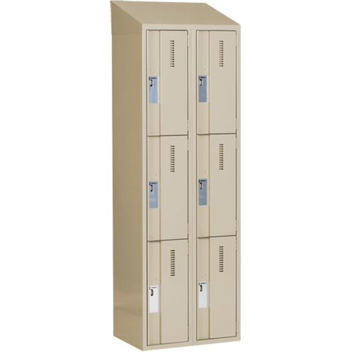 Concorde Heavy-Duty Lockers, 3 -tier, Bank of 2, 24" x 18" x 78", Steel, Beige, Welded (Assembled) Equipex