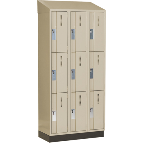 Concorde Heavy-Duty Lockers, 3 -tier, Bank of 3, 36" x 18" x 82", Steel, Beige, Welded (Assembled) Equipex