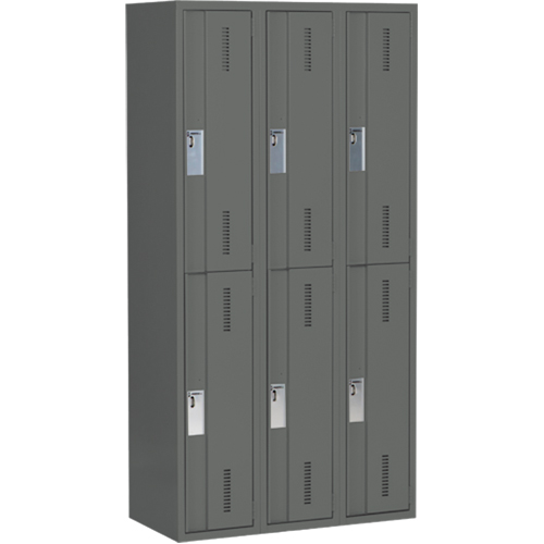 Casiers robustes Concorde, 2 niveaux, Bloc de 3, 36" x 18" x 72", Acier, Charbon, Soud&eacute; (assembl&eacute;) Equipex