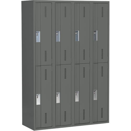 Casiers robustes Concorde, 2 niveaux, Bloc de 4, 48" x 18" x 72", Acier, Charbon, Soud&eacute; (assembl&eacute;) Equipex