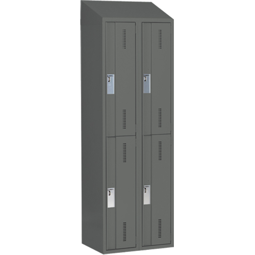 Concorde Heavy-Duty Lockers, 2 -tier, Bank of 2, 24" x 18" x 78", Steel, Charcoal, Welded (Assembled) Equipex