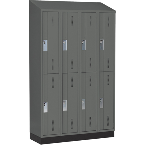 Casiers robustes Concorde, 2 niveaux, Bloc de 4, 48" x 18" x 82", Acier, Charbon, Soud&eacute; (assembl&eacute;) Equipex