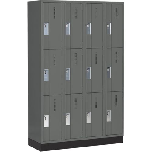 Casiers robustes Concorde, 3 niveaux, Bloc de 4, 48" x 18" x 76", Acier, Charbon, Soud&eacute; (assembl&eacute;) Equipex