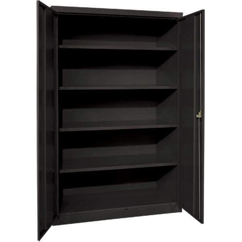Deep Hi-Boy Storage Cabinet, Steel, 4 Shelves, 72" H x 36" W x 24" D, Black Equipex