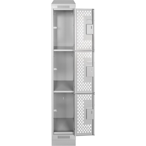 Casiers Clean Line, 3 niveaux, 12" x 12" x 72", Acier, Gris, Rivet (assembl&eacute;), Perfor&eacute; Equipex