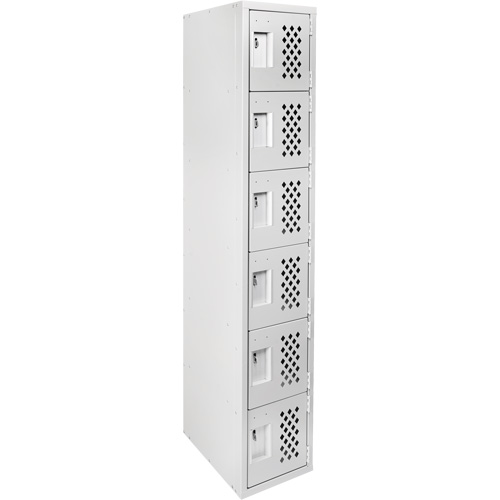 Clean-Line Perforated Lockerette, 6 -tier, 15" x 72" x 12", Steel Equipex