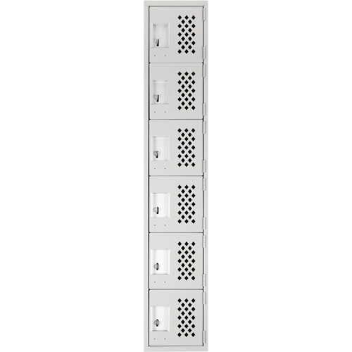 Clean-Line Perforated Lockerette, 6 -tier, 15" x 72" x 12", Steel Equipex