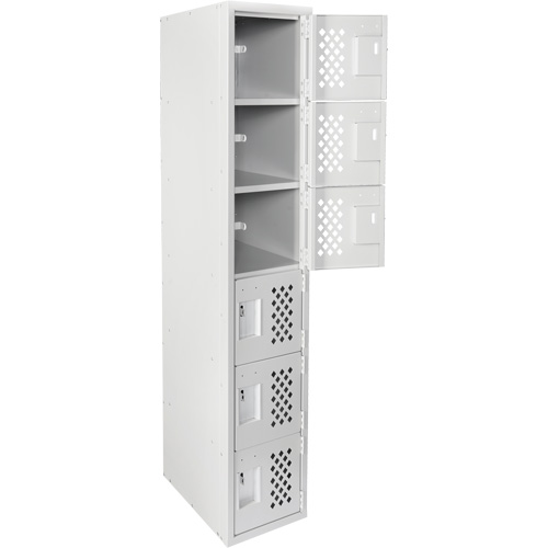 Clean-Line Perforated Lockerette, 6 -tier, 15" x 72" x 12", Steel Equipex