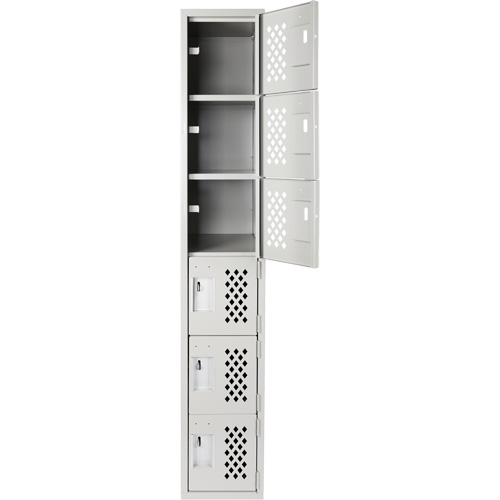 Clean-Line Perforated Lockerette, 6 -tier, 15" x 72" x 12", Steel Equipex