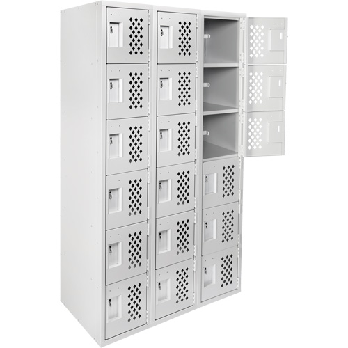 Clean Line Lockerettes, 6 -tier, Bank of 3, 18" x 72" x 12", Steel Equipex