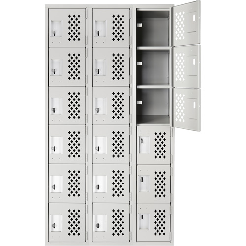 Clean Line Lockerettes, 6 -tier, Bank of 3, 18" x 72" x 12", Steel Equipex