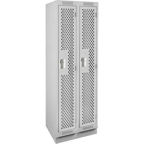Clean Line Lockers, Bank of 2, 24" x 15" x 76", Steel, Grey, Rivet (Assembled), Perforated Equipex