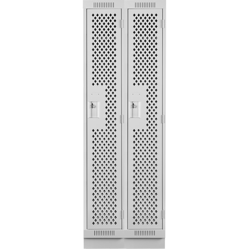 Clean Line Lockers, Bank of 2, 24" x 15" x 76", Steel, Grey, Rivet (Assembled), Perforated Equipex