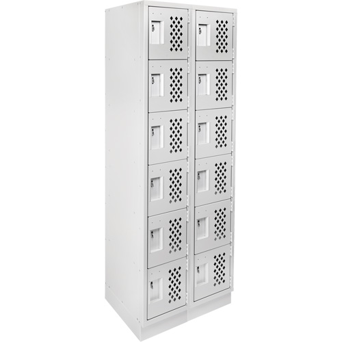 Clean-Line Perforated Lockerette, 6 -tier, Bank of 2, 12" x 72" x 12", Steel Equipex