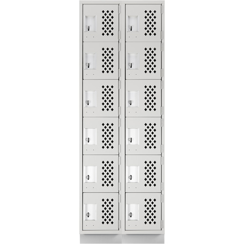 Clean-Line Perforated Lockerette, 6 -tier, Bank of 2, 12" x 72" x 12", Steel Equipex
