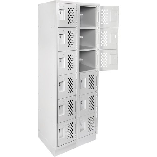 Clean-Line Perforated Lockerette, 6 -tier, Bank of 2, 12" x 72" x 12", Steel Equipex