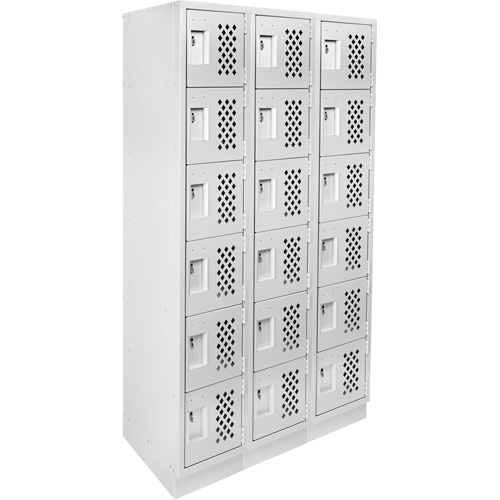 Petit casier perfor&eacute; Clean-Line, 6 niveaux, Bloc de 3, 12" x 72" x 12", Acier Equipex
