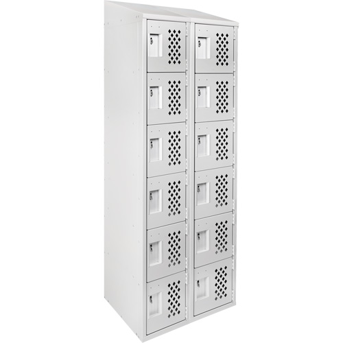 Clean-Line Perforated Lockerette, 6 -tier, Bank of 2, 12" x 72" x 12", Steel Equipex