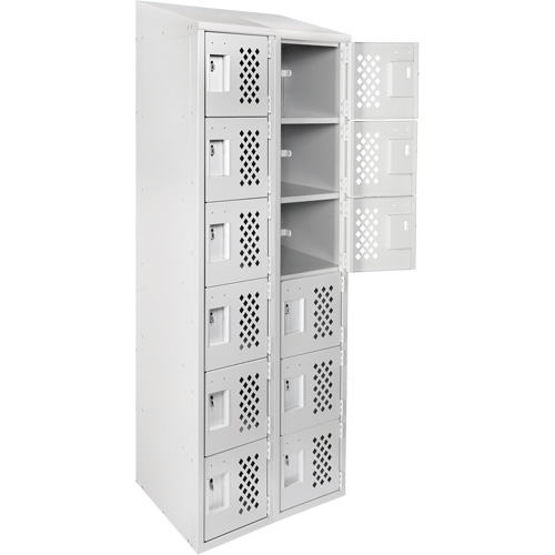 Clean-Line Perforated Lockerette, 6 -tier, Bank of 2, 12" x 72" x 12", Steel Equipex