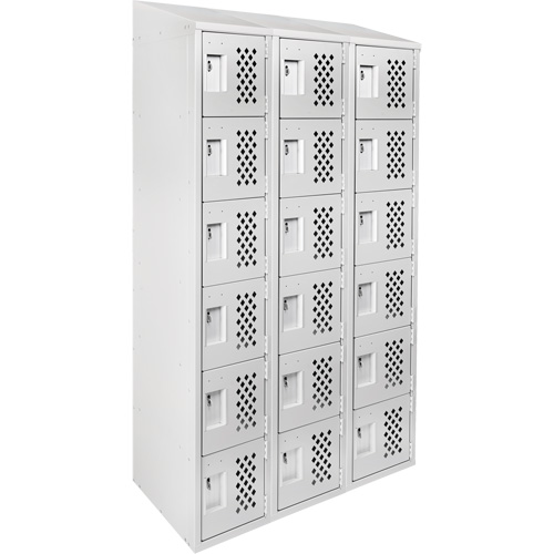 Clean-Line Perforated Lockerette, 6 -tier, Bank of 3, 12" x 72" x 12", Steel Equipex