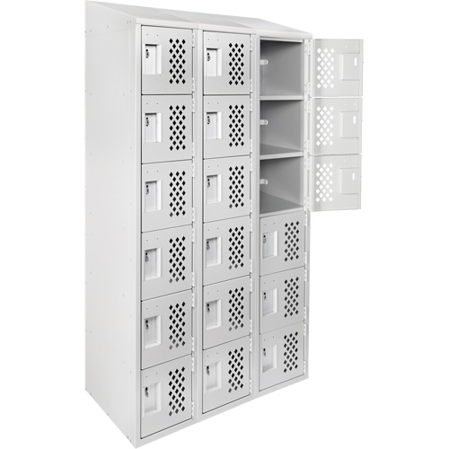 Clean-Line Perforated Lockerette, 6 -tier, Bank of 3, 12" x 72" x 12", Steel Equipex