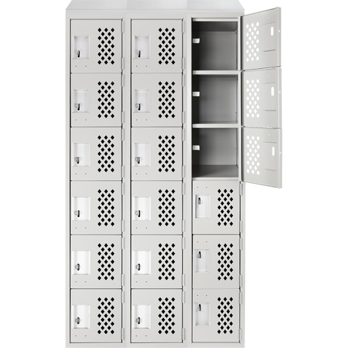 Clean-Line Perforated Lockerette, 6 -tier, Bank of 3, 12" x 72" x 12", Steel Equipex