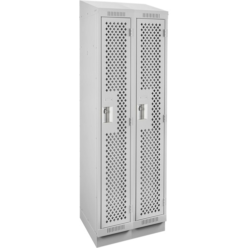 Clean Line Lockers, Bank of 2, 24" x 12" x 82", Steel, Grey, Rivet (Assembled), Perforated Equipex