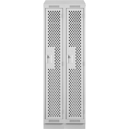 Clean Line Lockers, Bank of 2, 24" x 12" x 82", Steel, Grey, Rivet (Assembled), Perforated Equipex