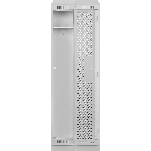 Clean Line Lockers, Bank of 2, 24" x 12" x 82", Steel, Grey, Rivet (Assembled), Perforated Equipex