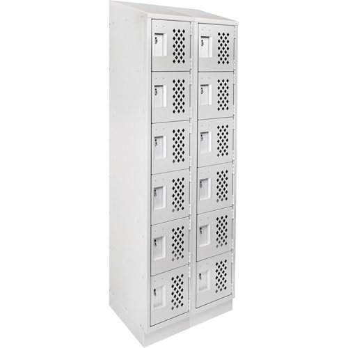 Assembled Lockerettes Clean Line Perforated Economy Lockers, 6 -tier, Bank of 2, 18" x 72" x 12", Steel Equipex