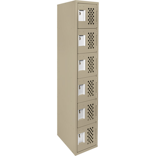 Assembled Lockerettes Clean Line Perforated Economy Lockers, 6 -tier, 18" x 72" x 12", Steel Equipex