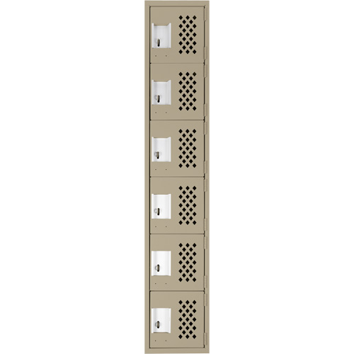 Assembled Lockerettes Clean Line Perforated Economy Lockers, 6 -tier, 18" x 72" x 12", Steel Equipex