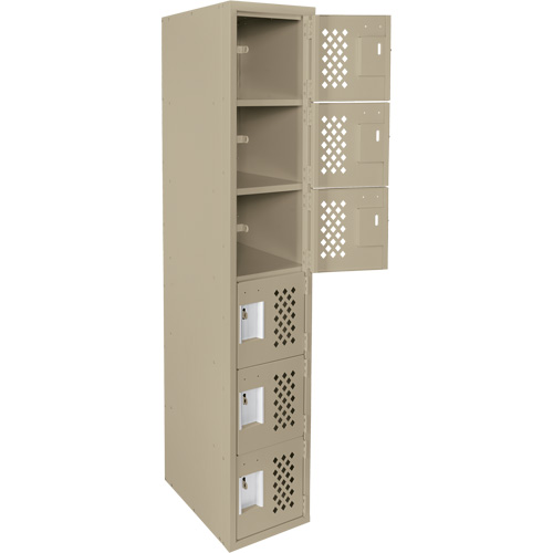 Assembled Lockerettes Clean Line Perforated Economy Lockers, 6 -tier, 18" x 72" x 12", Steel Equipex