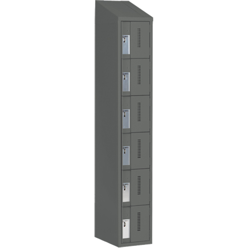 Concorde Heavy-Duty Lockers, 6 -tier, 12" x 18" x 78", Steel, Charcoal, Welded (Assembled) Equipex