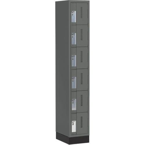 Concorde Heavy-Duty Lockers, 6 -tier, 12" x 18" x 76", Steel, Charcoal, Welded (Assembled) Equipex