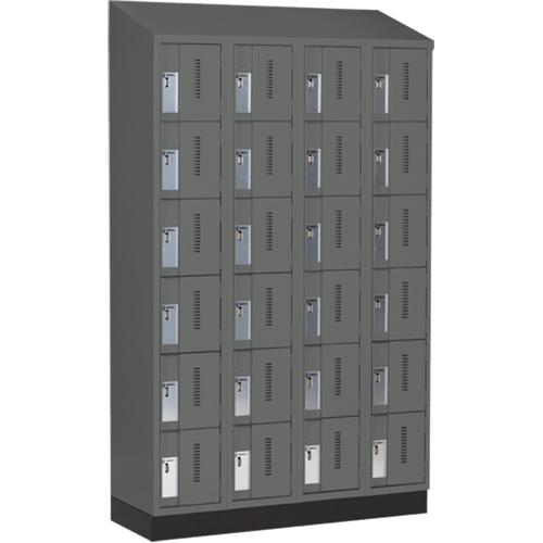 Concorde Heavy-Duty Lockers, 6 -tier, Bank of 4, 48" x 18" x 82", Steel, Charcoal, Welded (Assembled) Equipex
