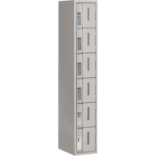 Concorde Heavy-Duty Lockers, 6 -tier, 12" x 18" x 72", Steel, Grey, Welded (Assembled) Equipex
