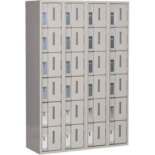 Concorde Heavy-Duty Lockers, 6 -tier, Bank of 4, 48" x 18" x 72", Steel, Grey, Welded (Assembled) Equipex